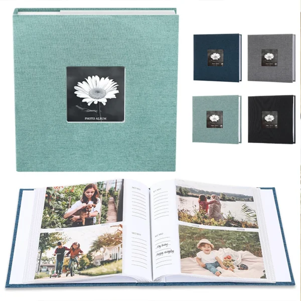 Linen Cover Photo Album 6Inch 200 Sheets Photo Album With Pockets for Photo Storage for Family Wedding Anniversary Baby Memory 1