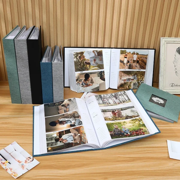 Linen Cover Photo Album 6Inch 200 Sheets Photo Album With Pockets for Photo Storage for Family Wedding Anniversary Baby Memory 3