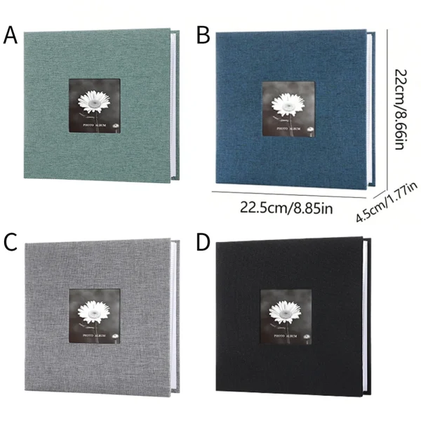 Linen Cover Photo Album 6Inch 200 Sheets Photo Album With Pockets for Photo Storage for Family Wedding Anniversary Baby Memory 6