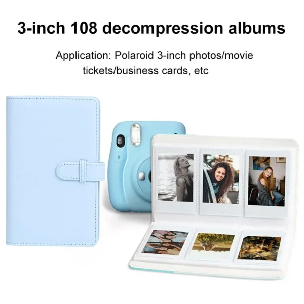 Stamp Ticket Storage Collection Book 108 Pockets 3 inch Film Camera Photo Album For Fujifilm Instax mini 12 5