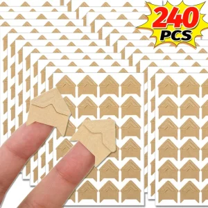 24/240PCS Corner Stickers DIY Vintage Corner Kraft Paper Stickers Scrapbook Self-Adhesive Photo Album Accessories Corner Sticker 1