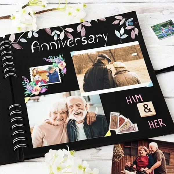 11.4 Inch Scrapbook Photo Album Wedding Guest Book Anniversary Memory Scrapbooking Photo Album with DIY Accessories 80 Pages 4