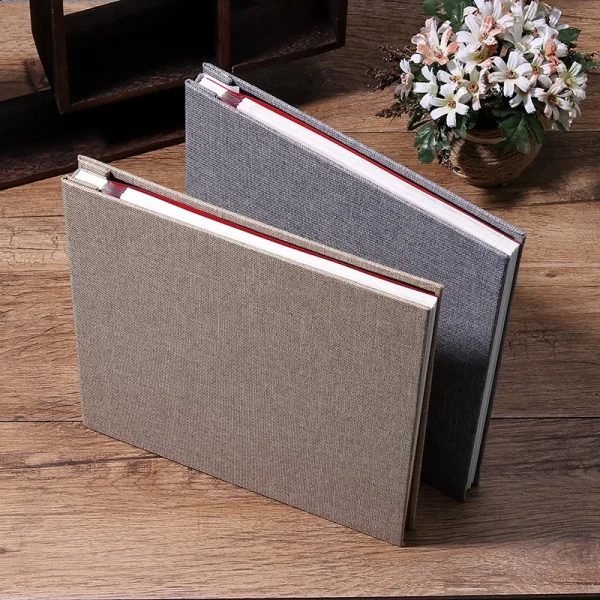 Solid Color Large Photo Album Linen Self-adhesive Laminating DIY Photo Album 20 Sheets Family Anniversary Wedding Photo Storage 4
