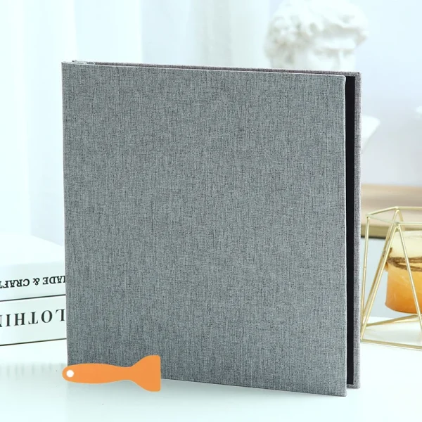 Solid Color Large Photo Album Linen Self-adhesive Laminating DIY Photo Album 20 Sheets Family Anniversary Wedding Photo Storage 6