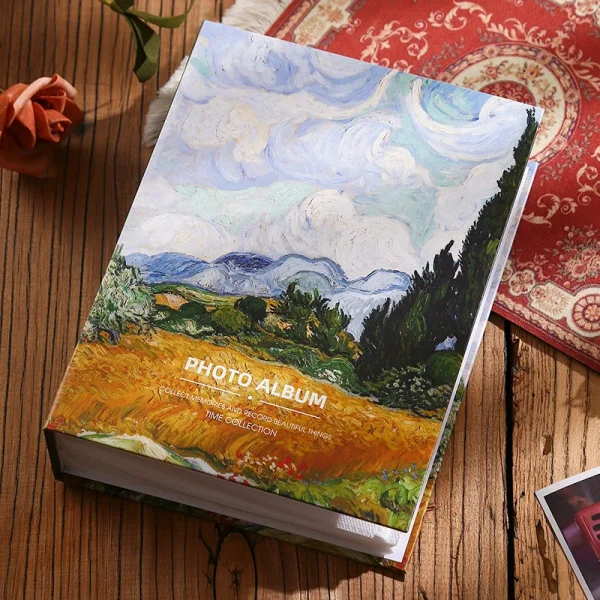 7 Inch Insert Oil Painting Large Capacity Family Photo Album  Book Couple's Memorial Album 200 Photos Baby Growth Album 1