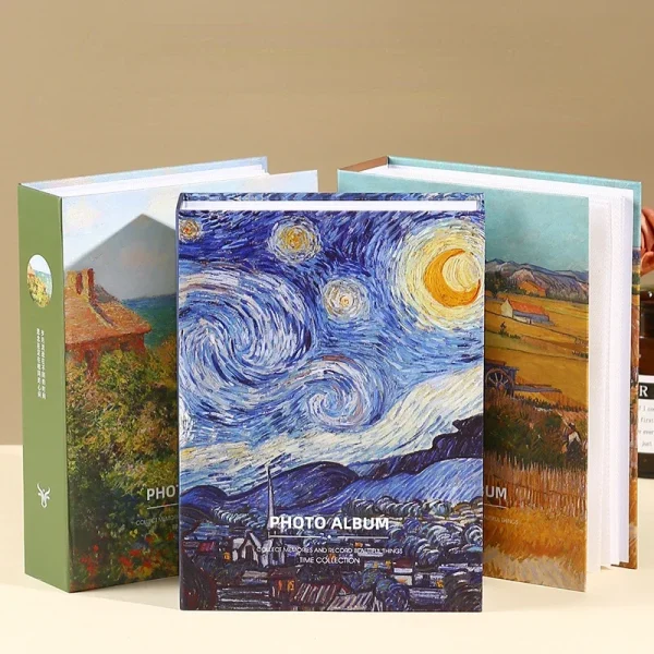 7 Inch Insert Oil Painting Large Capacity Family Photo Album  Book Couple's Memorial Album 200 Photos Baby Growth Album 2