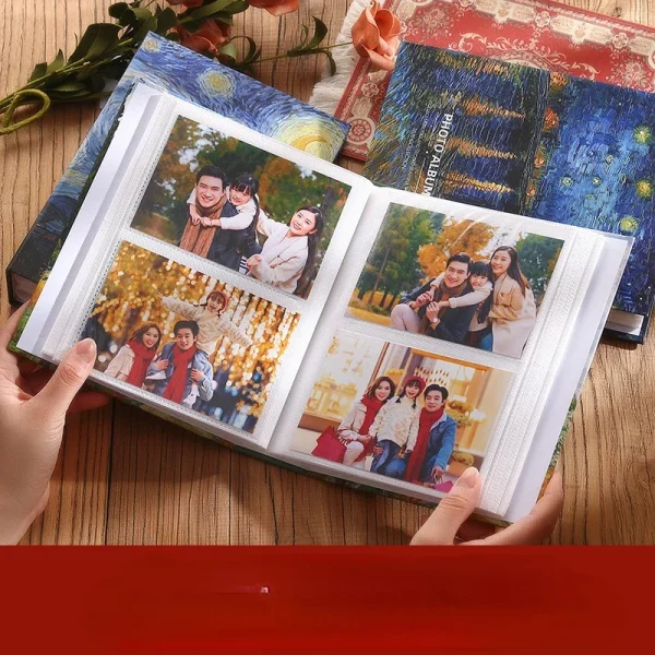 7 Inch Insert Oil Painting Large Capacity Family Photo Album  Book Couple's Memorial Album 200 Photos Baby Growth Album 3