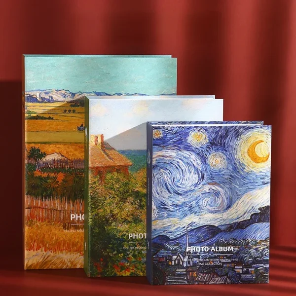 7 Inch Insert Oil Painting Large Capacity Family Photo Album  Book Couple's Memorial Album 200 Photos Baby Growth Album 4