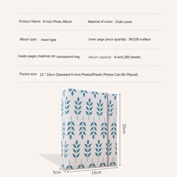 200pcs 6-inch Fabric Photo Album Creative Large Capacity Interleaf Type Family Album Children Growth Memorial Booklet 2