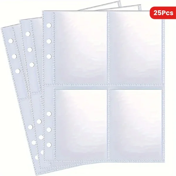 25/50pcs A5 Binder Photo Card Holders, 200 Pockets, Double-Sided 4-Pocket Design, Top Loading, Clear K-pop Membrane Cards 1