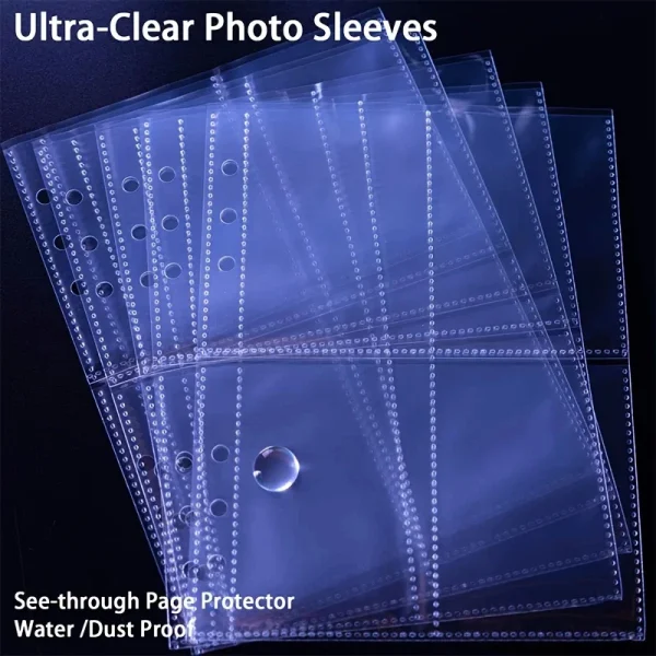 25/50pcs A5 Binder Photo Card Holders, 200 Pockets, Double-Sided 4-Pocket Design, Top Loading, Clear K-pop Membrane Cards 4