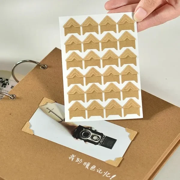 240/24PCS Photo Albums Corner Stickers Kraft Paper for Scrapbooking Decoration DIY Picture Photo Album Journal Corner Sticker 4