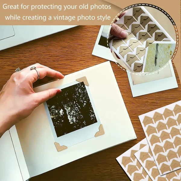 240/24PCS Photo Albums Corner Stickers Kraft Paper for Scrapbooking Decoration DIY Picture Photo Album Journal Corner Sticker 5