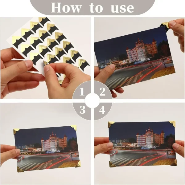 240/24PCS Photo Albums Corner Stickers Kraft Paper for Scrapbooking Decoration DIY Picture Photo Album Journal Corner Sticker 6