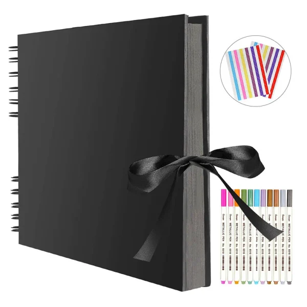 ZK20 80 Black Pages Memory Books DIY Craft Photo Albums Scrapbook Cover Kraft Album For Wedding Anniversary Gifts Memory Books 1