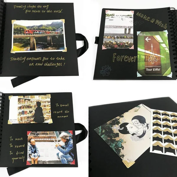ZK20 80 Black Pages Memory Books DIY Craft Photo Albums Scrapbook Cover Kraft Album For Wedding Anniversary Gifts Memory Books 2
