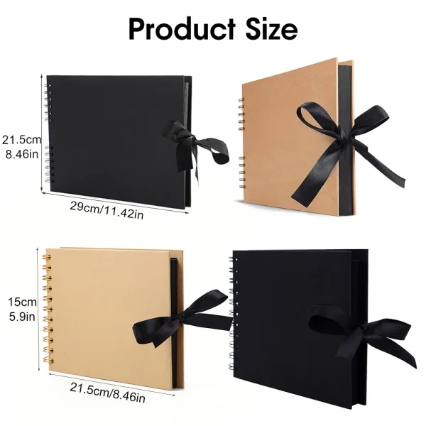 ZK20 80 Black Pages Memory Books DIY Craft Photo Albums Scrapbook Cover Kraft Album For Wedding Anniversary Gifts Memory Books 6