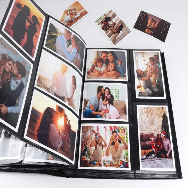 Photo Album 4x6 500 Photos Pages Large Capacity Leather Cover Wedding Photo Albums Holds 500 Horizontal and Vertical Photos 4
