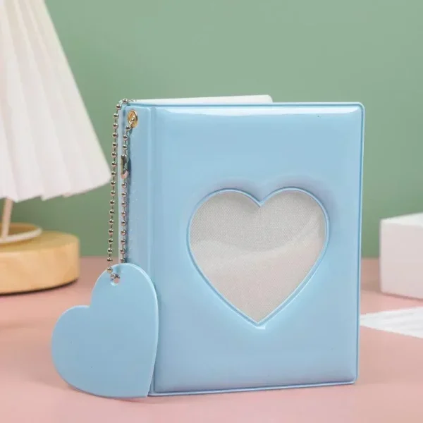 Portable Household Cute 3-inch Solid Color Photo Album Love Hollow Photocard Holder Heart Pendant Cards Collect Book Albums 3