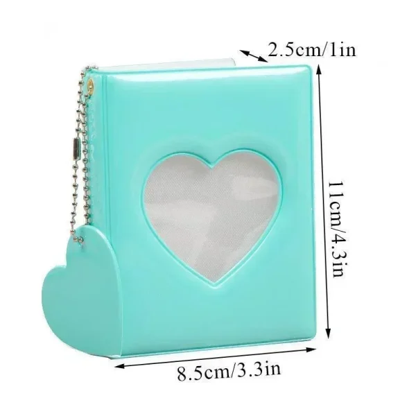 Portable Household Cute 3-inch Solid Color Photo Album Love Hollow Photocard Holder Heart Pendant Cards Collect Book Albums 6