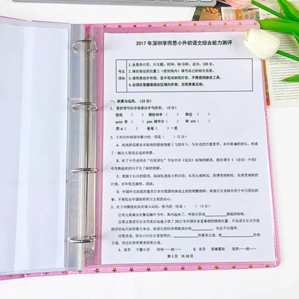 10Pcs/set A4 Clear Photo Album Refill Pages File Protector 4 Hole 4 Ring Binder Photocards Postcard Card Notebook 6×4 10×15 5
