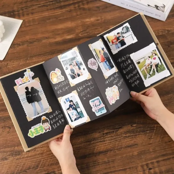 10 pages accordion folding diy small photo album This kraft paper growing souvenir book Creative Gift folding type 1