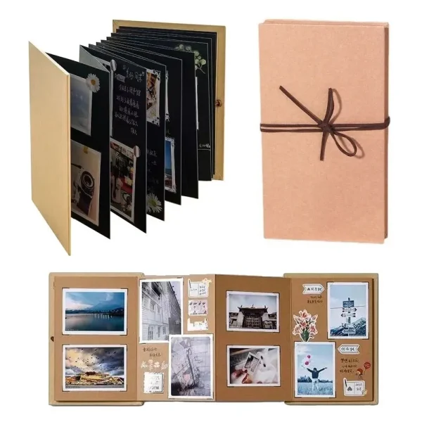 10 pages accordion folding diy small photo album This kraft paper growing souvenir book Creative Gift folding type 6
