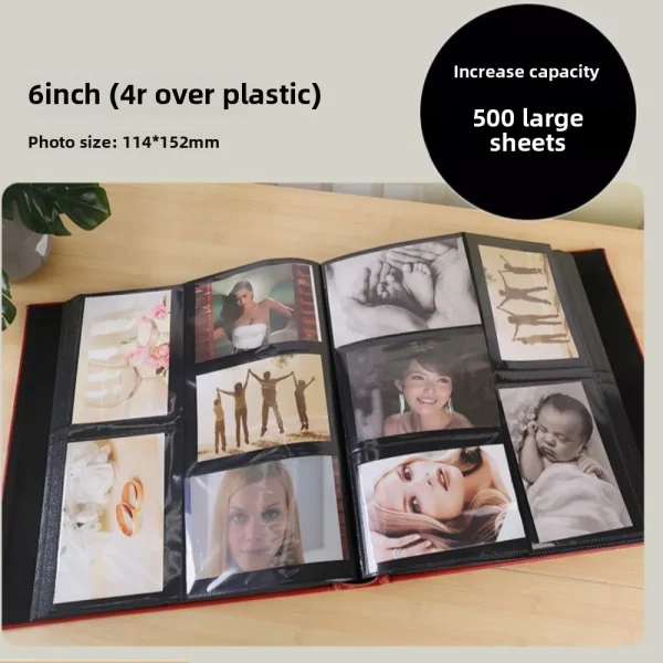 Photo Album 4x6 Photo Black Pages Large Capacity Leather Cover Wedding Family Photo Albums Holds 500 Horizontal  Vertical Photos 5