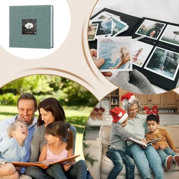 Picture Album 200 Pockets Book Photo Album Book Linen Hardcover Large Capacity Scrapbook With Front Window For Wedding Family 5