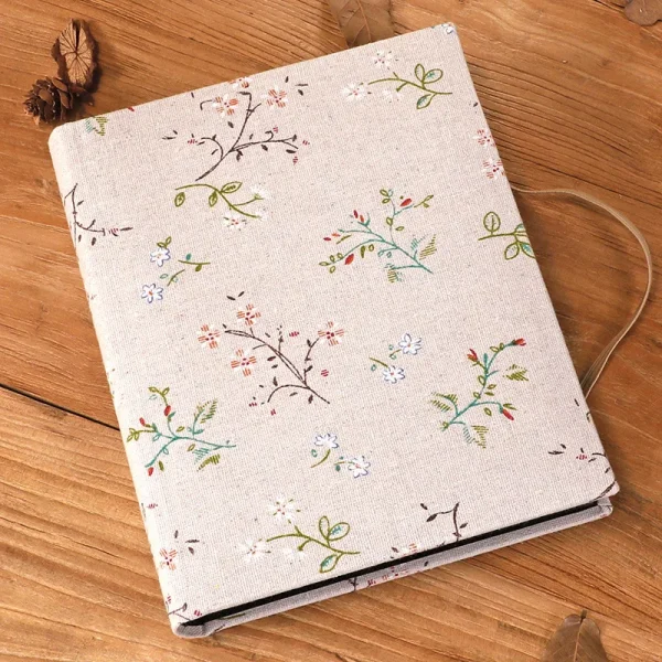6-inch 200 Pockets Linen Fabric Cover Photo Album Lacing Creative Picture Storage Scrapbooking Album 4R Kids Family Memory Album 6
