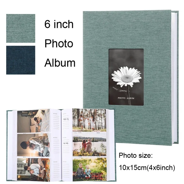 1Set Linen Cloth Cover Album 6-inch Interleaf Type Photo Storage Album 200/300pcs Writable Collection of Children Growth Photos 1