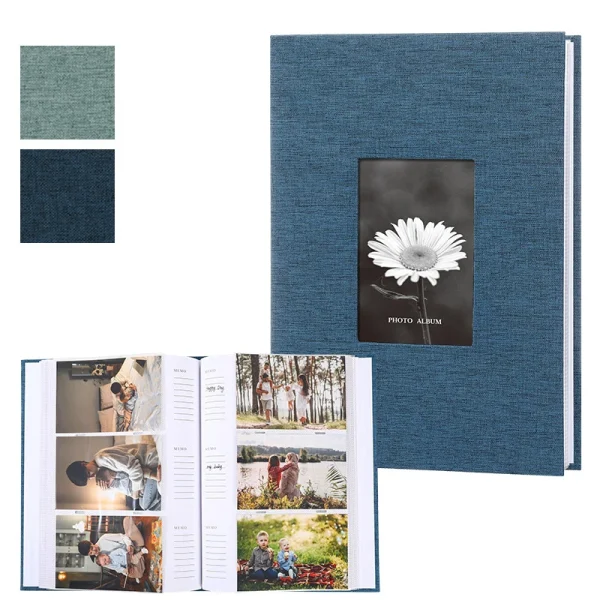 1Set Linen Cloth Cover Album 6-inch Interleaf Type Photo Storage Album 200/300pcs Writable Collection of Children Growth Photos 4