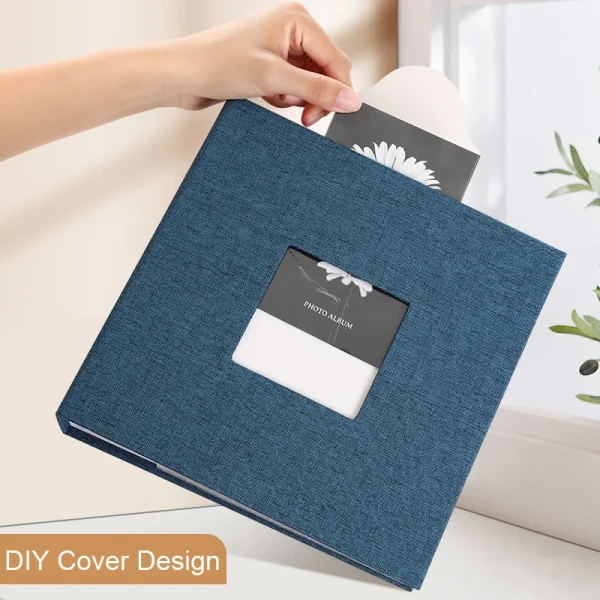 1Set Linen Cloth Cover Album 6-inch Interleaf Type Photo Storage Album 200/300pcs Writable Collection of Children Growth Photos 5
