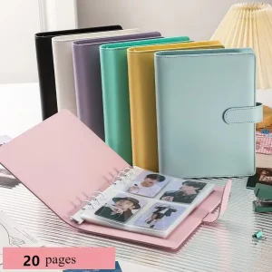 A5 Kpop Photocard Binder with 20 pages 4-Pocket Card Collector Album with 80 Card Slots PU Leather Cover Organizing Cards 1