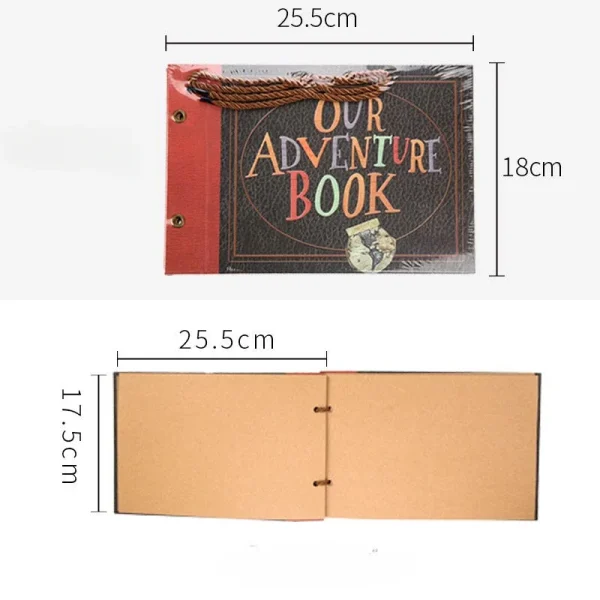 1/2PCS DIY Handmade Photo Album Scrapbook Our Adventure Book Retro Kraft Album Anniversary Wedding Memory Mother's Day Gift 6