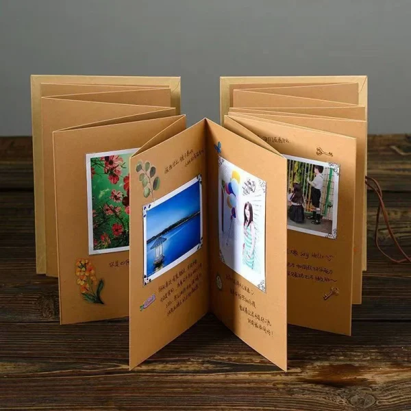 Accordion Picture Album Folding DIY Photo Album Retro Souvenir Book Creative Wedding Gift High Quality Paper Folding Albums 1