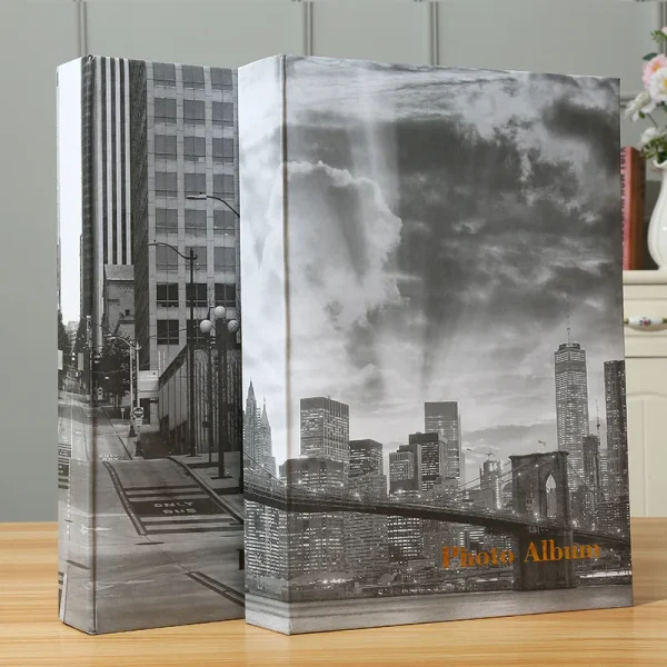 6 Inch 300 Pockets Photo Album Vintage City Print Cover Insert Photos Book Case Scrapbook Album Wedding Memory Gift 1