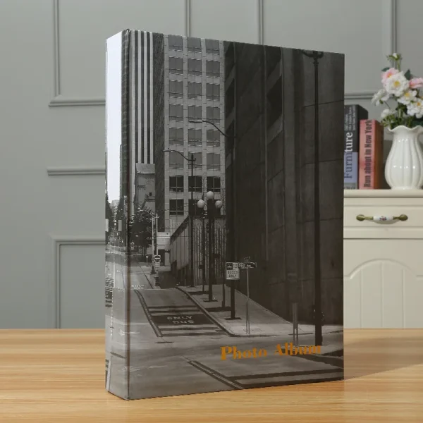 6 Inch 300 Pockets Photo Album Vintage City Print Cover Insert Photos Book Case Scrapbook Album Wedding Memory Gift 5