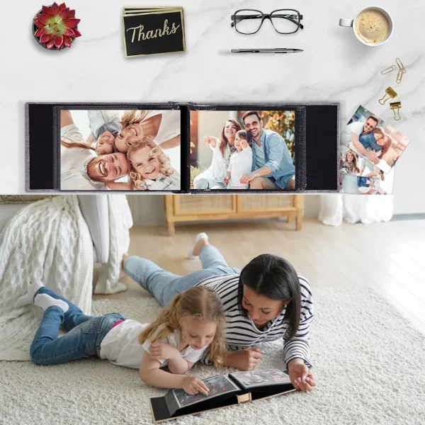 Small Photo Album 4x6 100 Photos Linen Cover Picture Photo Book for Family Wedding Anniversary Baby Vacation Photo Storage 5