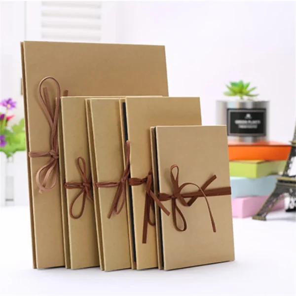 1Pcs 6/8Inch Folding DIY Photo Album Hand Made Hardcover A4 Paste Type Kraft Paper Wedding Anniversary Scrapbook Photo Album 1