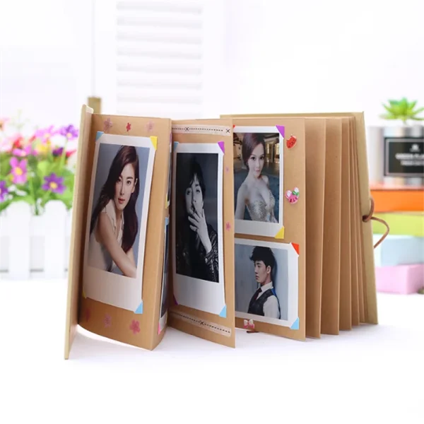 1Pcs 6/8Inch Folding DIY Photo Album Hand Made Hardcover A4 Paste Type Kraft Paper Wedding Anniversary Scrapbook Photo Album 2