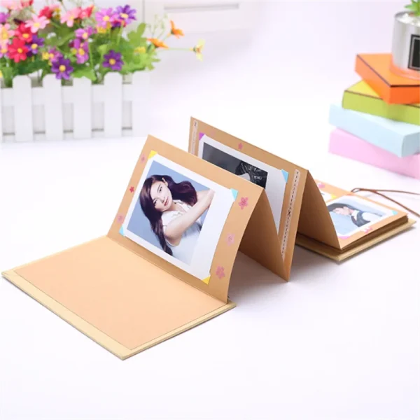 1Pcs 6/8Inch Folding DIY Photo Album Hand Made Hardcover A4 Paste Type Kraft Paper Wedding Anniversary Scrapbook Photo Album 3