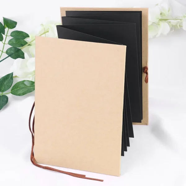 1Pcs 6/8Inch Folding DIY Photo Album Hand Made Hardcover A4 Paste Type Kraft Paper Wedding Anniversary Scrapbook Photo Album 5
