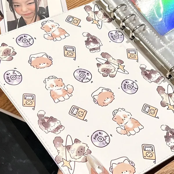 Stars & Cat PU Leather A5 Card Binder Waterproof Kpop Photo Album Idol Collecting Book 3inch Photocard Holder Korean 포카 바인더 5