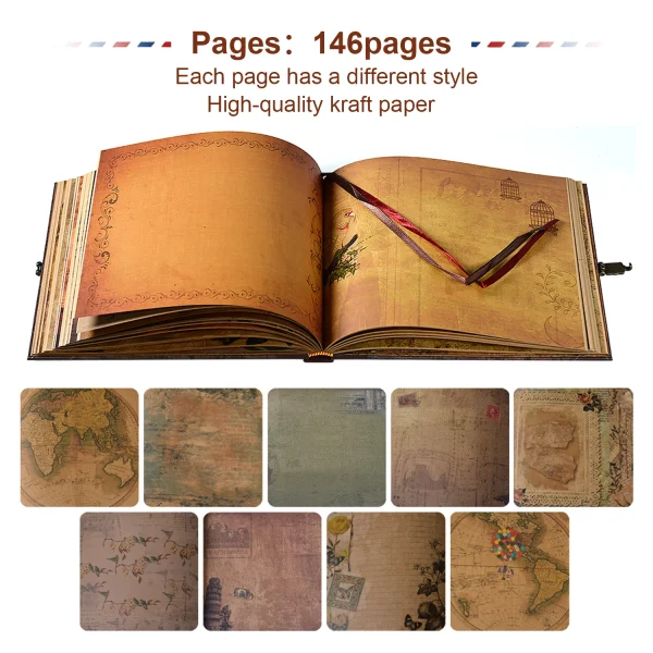 146 Page Scrapbook Our Adventure Book Retro Kraft Album  DIY Handmade Photo Album Anniversary Wedding Memory Valentines Day Gift 2