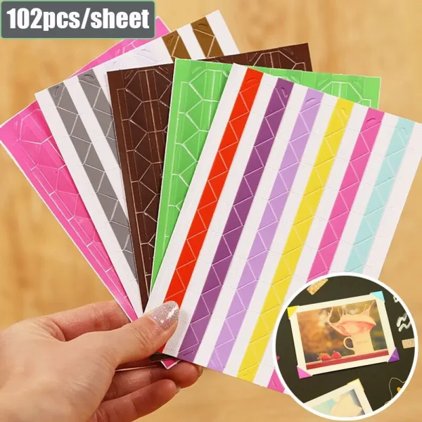 10sheets/24Pcs Colorful Photo Corner Scrapbook Paper Handmade Picture Frame Stickers DIY Home Decor 1