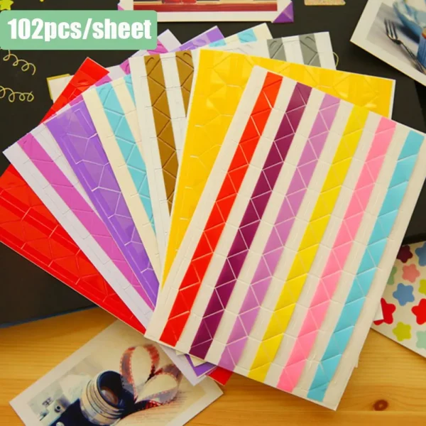 10sheets/24Pcs Colorful Photo Corner Scrapbook Paper Handmade Picture Frame Stickers DIY Home Decor 2