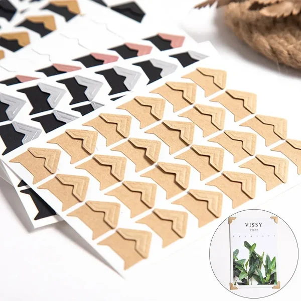 10sheets/24Pcs Colorful Photo Corner Scrapbook Paper Handmade Picture Frame Stickers DIY Home Decor 3
