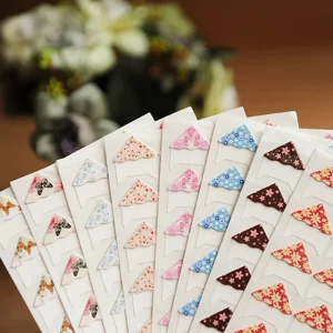 24 Pcs/Lot DIY Floral Print Corner Paper Stickers For Photo Albums Handwork Frame Decoration Scrapbooking Wholesale 8 Colors 1