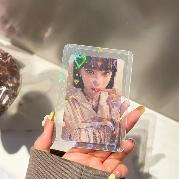 1PC Kpop Idol Photocard Sleeves 3in Photocard Holder Laser PVC Photo Card Protective Case Love Heart Photocard Cover 2